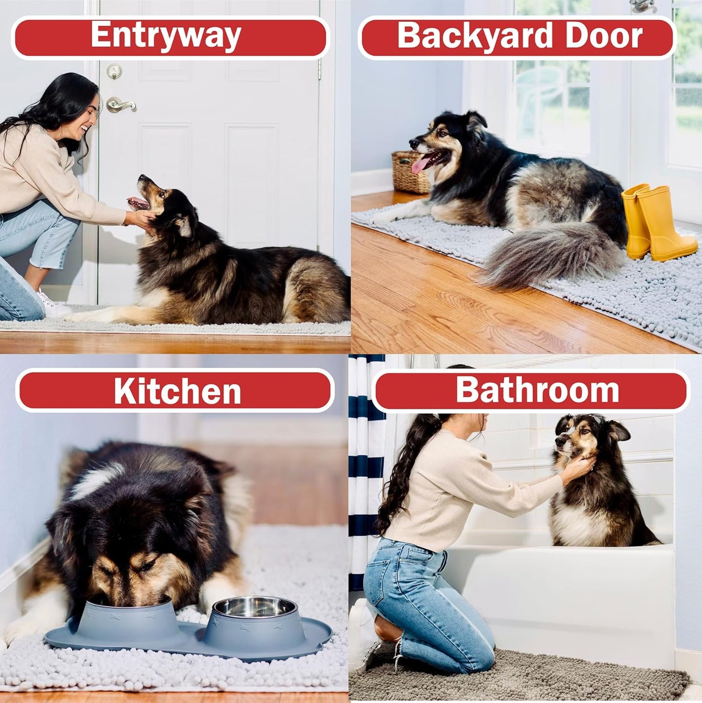 DogBuddy Dog Door Mat for Muddy Paws, Absorbent Microfiber Pet Rug, Waterproof Non-Slip Doormat, Washable Rugs for Dogs, Entryway Indoor Outdoor mat, Dog Supplies (Medium, Shadow/Standard)