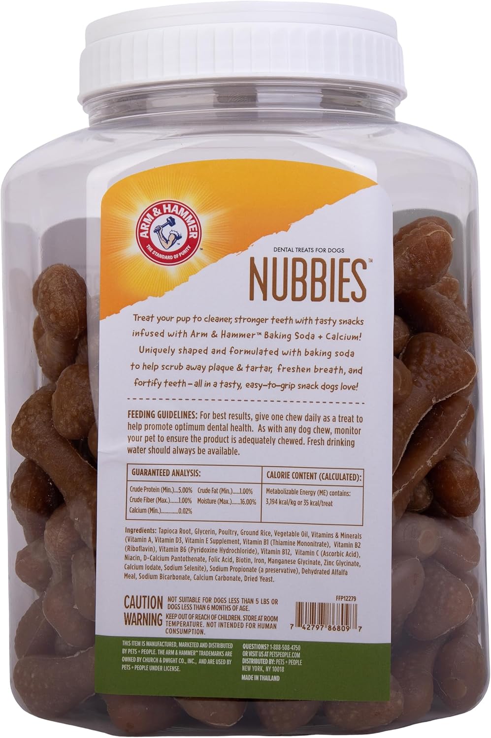 Arm & Hammer for Pets Nubbies Dental Treats for Dogs with Baking Soda and Calcium, Treat Chews Help Fight Bad Breath, Plaque & Tartar, Chicken, Value Bucket, 139 Pcs (Packaging may vary)