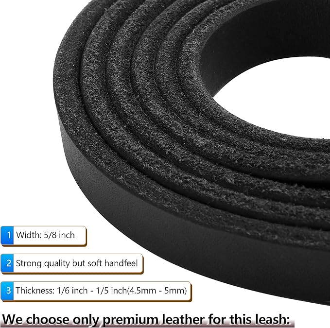 Genuine Leather Dog Leash - Heavy Duty Dog Training Leashes for Large Breed Dogs and Medium Dogs - 4FT / 5FT / 6FT Long with Color Black and Brown