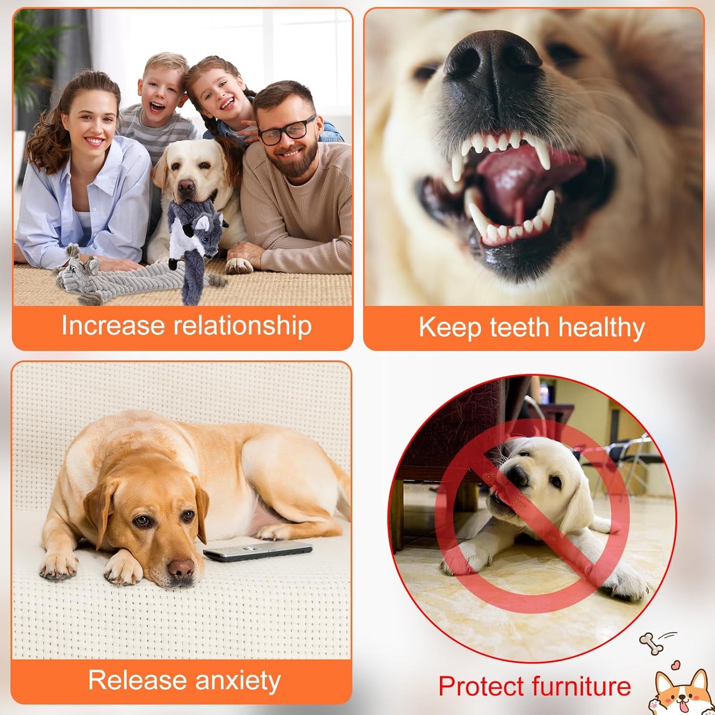 Outus 20 Pcs No Stuffing Dog Squeaky Toys Bulk for Aggressive Chewers, Crinkle Teething Chew Plush Toys for Small Medium Large Pet Gift, 20 Styles(Classic Style)