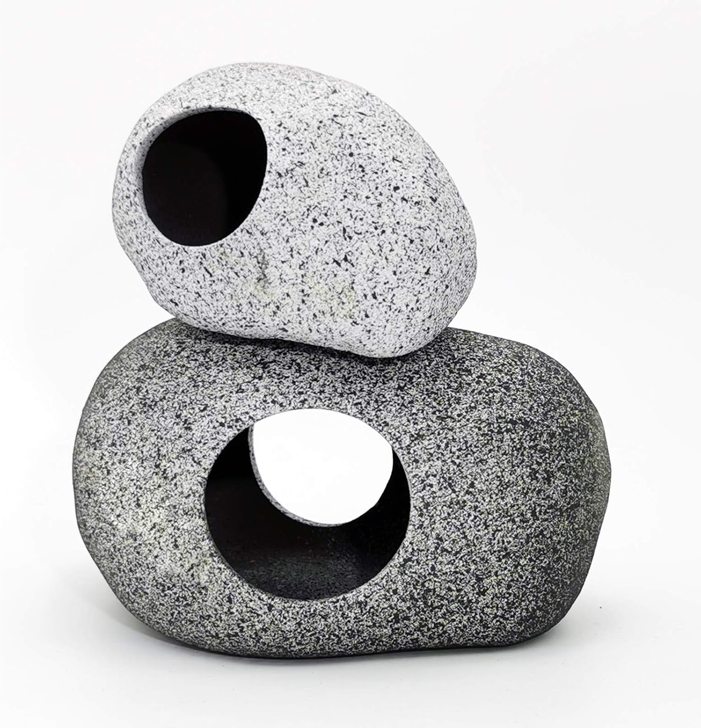 JIH Aquarium Decorations Rock, Ceramic Shelters - Shrimp Habitat, Breeding Tube, Hiding cave, Stackable Fish Tank Decor Cave for Hiding, Betta Fish (J603+J001)