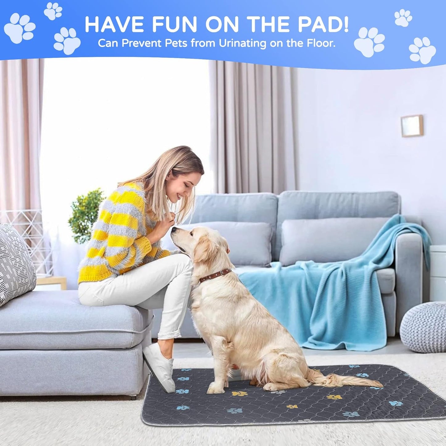 Aitmexcn Washable Puppy Dog Pee Pad, 2PCS 100% Waterproof Whelping Training Mat for Puppy/Senior Dog, Fast Drying Reusable Puppy Pads for Indoor, Outdoor and Car Travel- 32'' x 36''