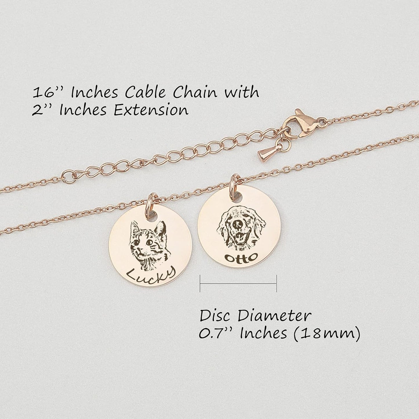 Anavia Personalized Pet Portrait Necklace, Handmade Memorial Jewelry Gift, Custom Round Disc Photo Engraved Necklace for Animal Lovers, Dog Mom, Dog Dad