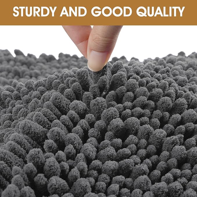 Dog Door Mats for Muddy Paws, Chenille Absorbent Dog Mats, Non Slip Heavy Mud Mat for Dogs, Soft Pet Mat for Entryway, Mud Paws, Inside Floor,48" x 38", Grey