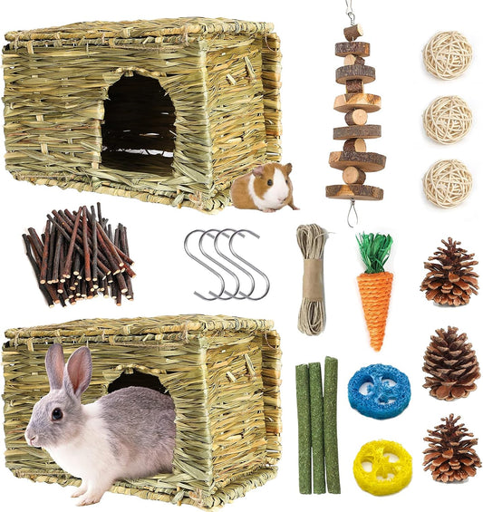 Bunny Grass House-Hand Made Edible Natural Grass Hideaway Comfortable Playhouse for Rabbits, Guinea Pigs and Small Animals to Play,Sleep and Eat (style3)