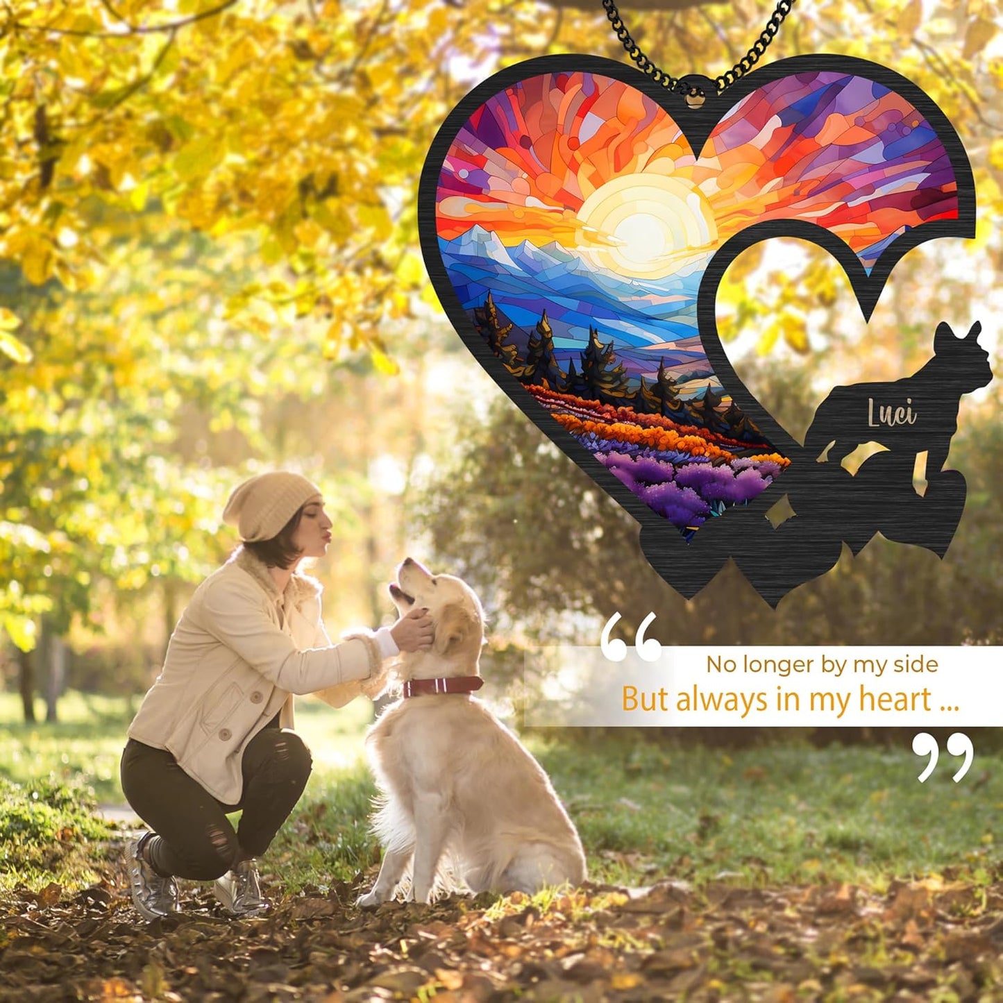 Personalized Dog Memorial Suncatchers Custom Name & Dog Breeds Remembrance Ornament Sympathy Gifts for Loss of Pet Passed Away Ideas Gift Pet Lovers in Loving Memory Window Hanging