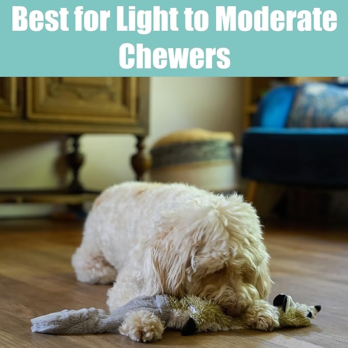 SPOT Skinneeez Raccoon 23 Inch Stuffing-Free Dog Toy – Soft Plush Tug Toy with Two Squeakers for Medium and Large Dogs – Mess-Free Interactive Chew Toy