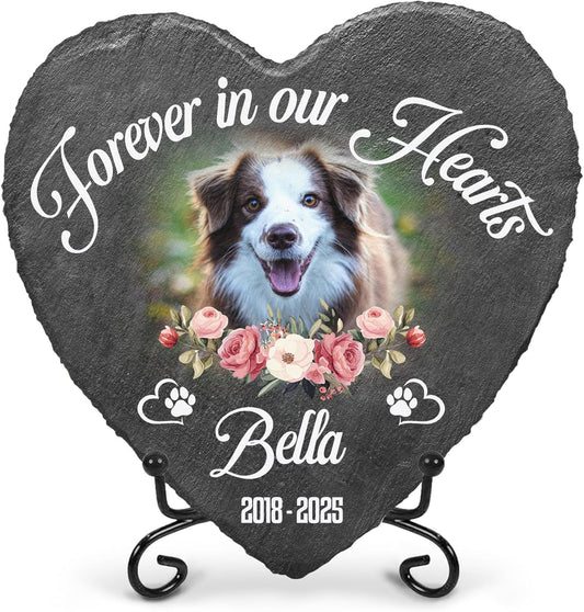 Custom Pet Stone Memorial Dog Memorial Plaque with Photo | Customized Headstone in Loving Memory Pets for Pets Lovers | Pet Memory Stone for Dog Sympathy Gifts Personalized Gifts for Dogs