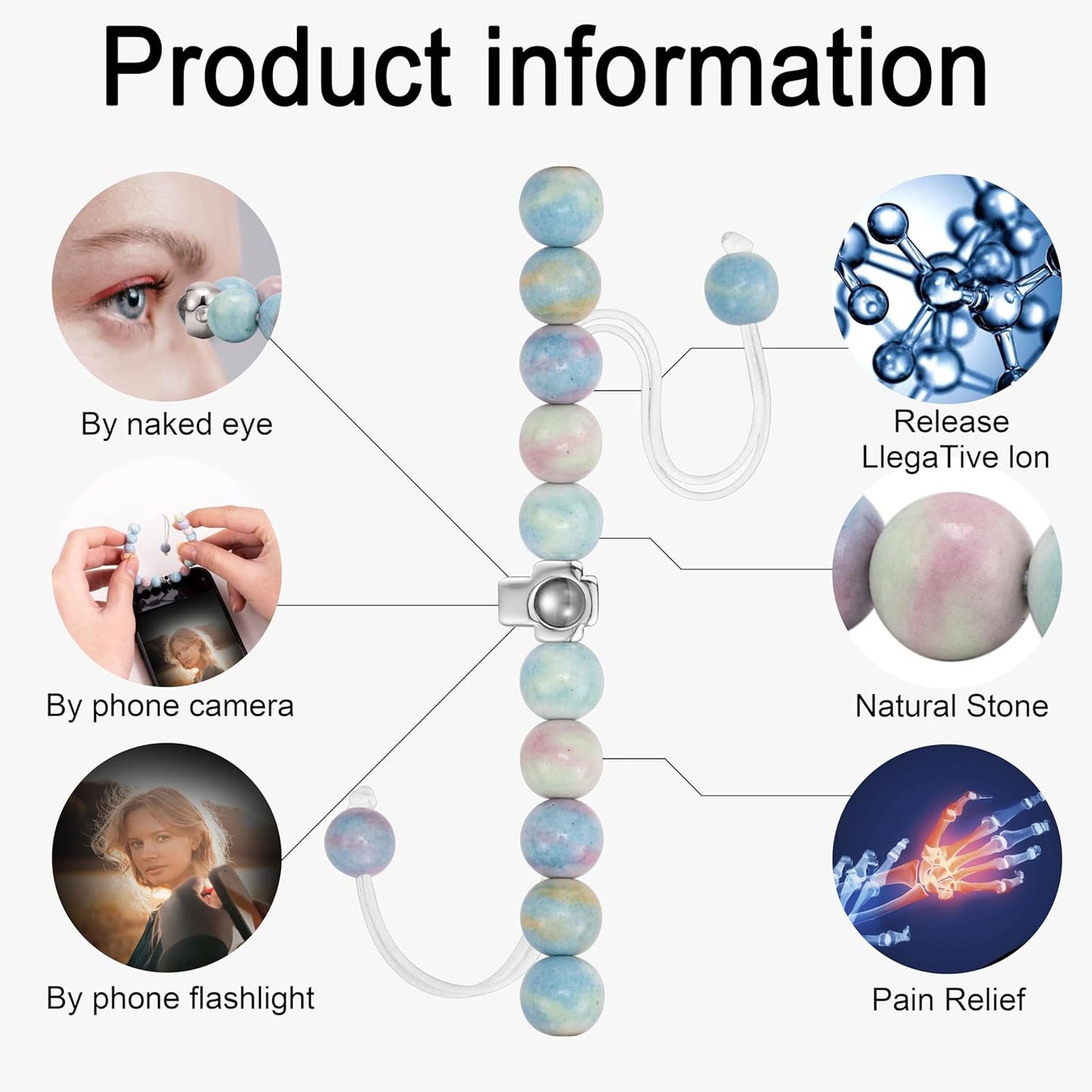 EMIRISTIC Custom Photo Bracelet - Personalized Picture Natural Stone Cuban Chain Bracelet - Any Special Day Gifts