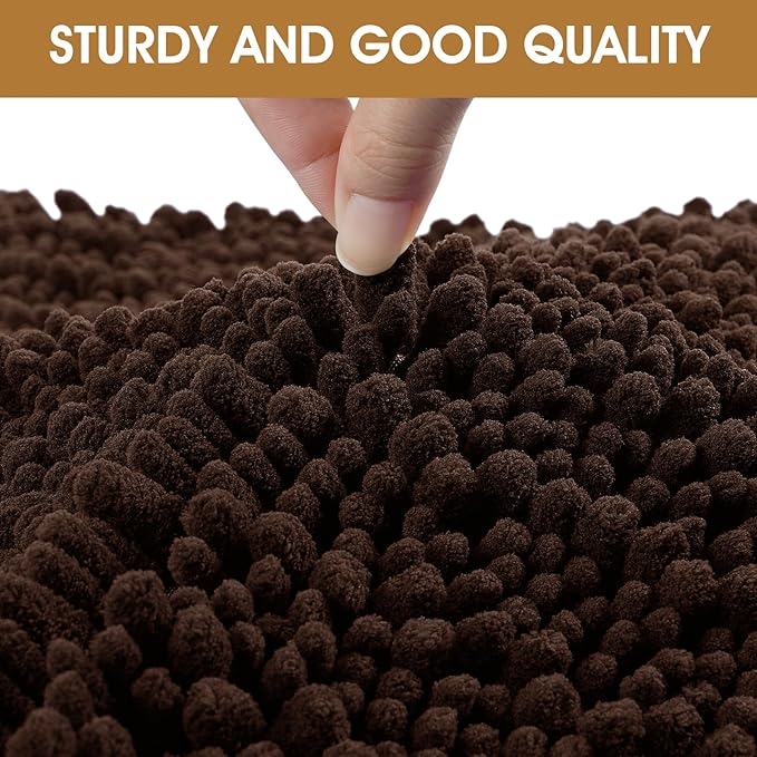 Dog Door Mats for Muddy Paws, Chenille Absorbent Door Mats, Non Slip Heavy Mud Mat for Dogs, Soft Indoor Door Mat for Entryway, Mud Paws, Inside Floor,36" X 24", Brown