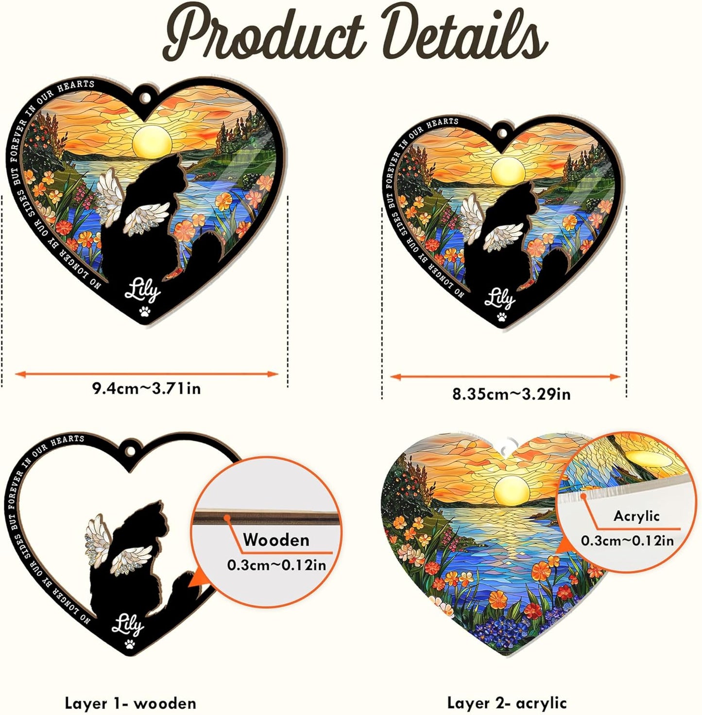 Personalized Cat Memorial Suncatcher – Custom Suncatcher with Name for Up to 3 Cats, Sympathy Gift for Pet Loss, Memorial Gift for Cat Lovers