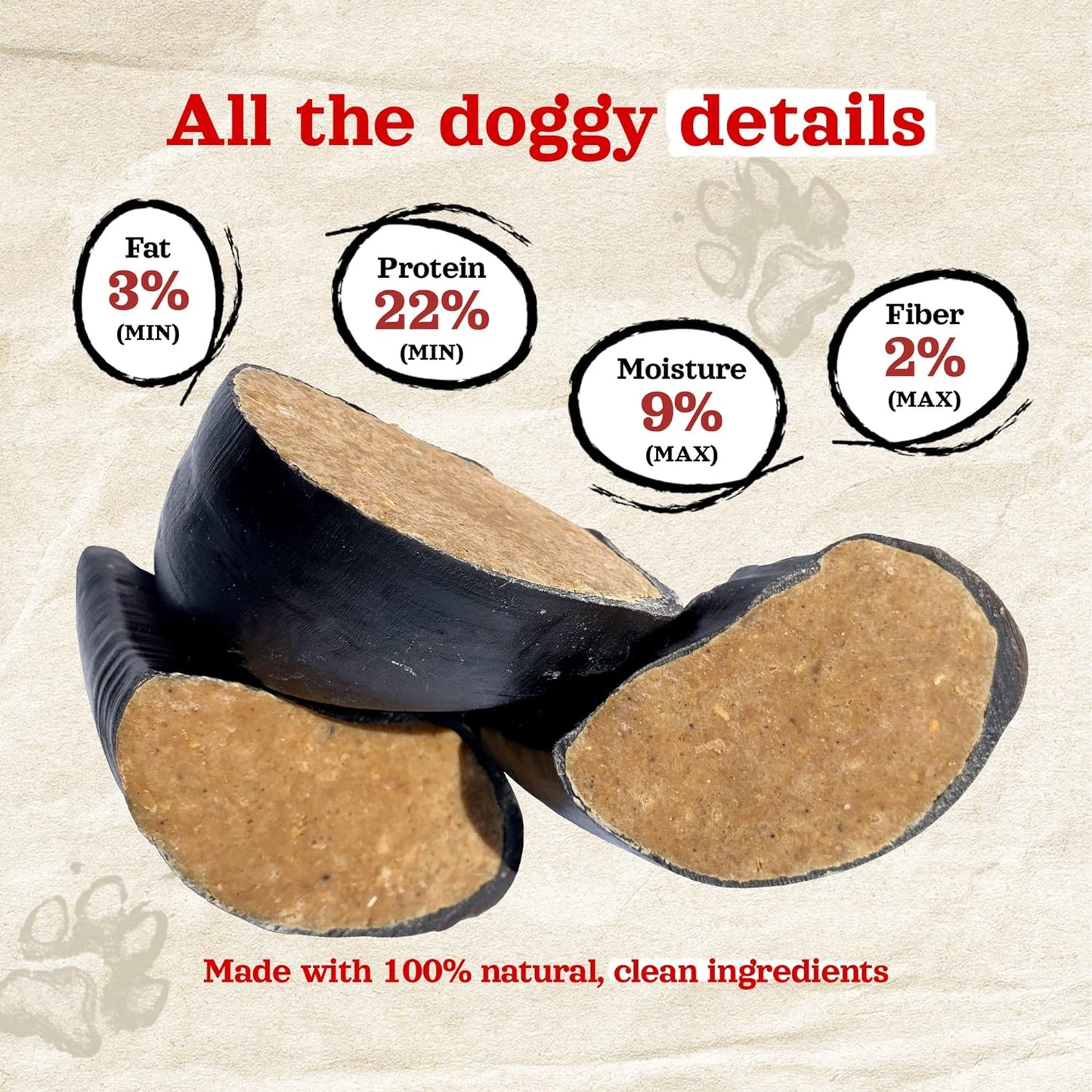 Natural Farm Sweet Potato Filled Cow Hooves for Dogs (4-Pack), Long-Lasting Natural Hoof Beef Bone Treats, Best for Small, Medium & Large Dogs