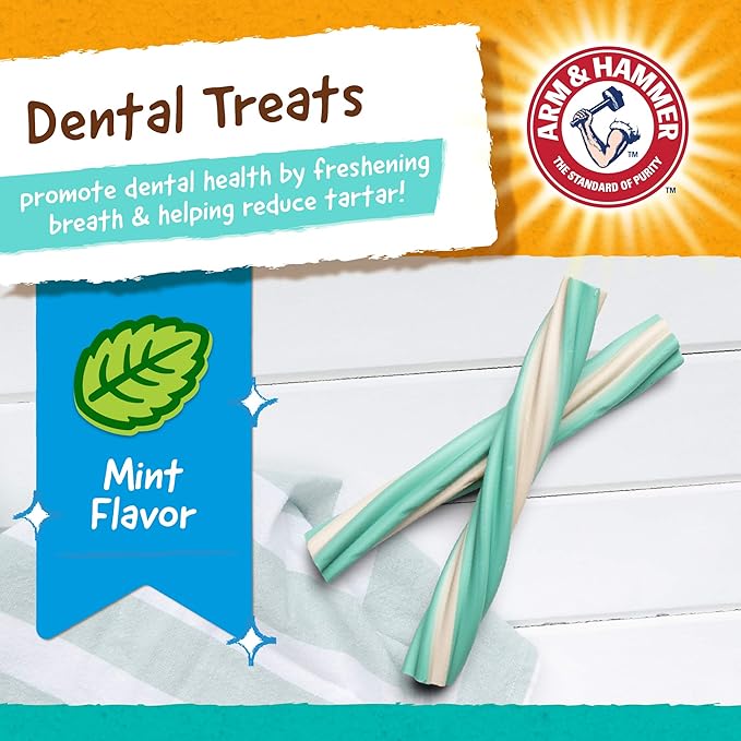 Arm & Hammer for Pets Smoothies Dental Treats for Dogs with Baking Soda and Calcium, Treat Chews Help Fight Bad Breath, Plaque & Tartar without Brushing, Mint Flavor, 8 Pcs (Packaging may vary)