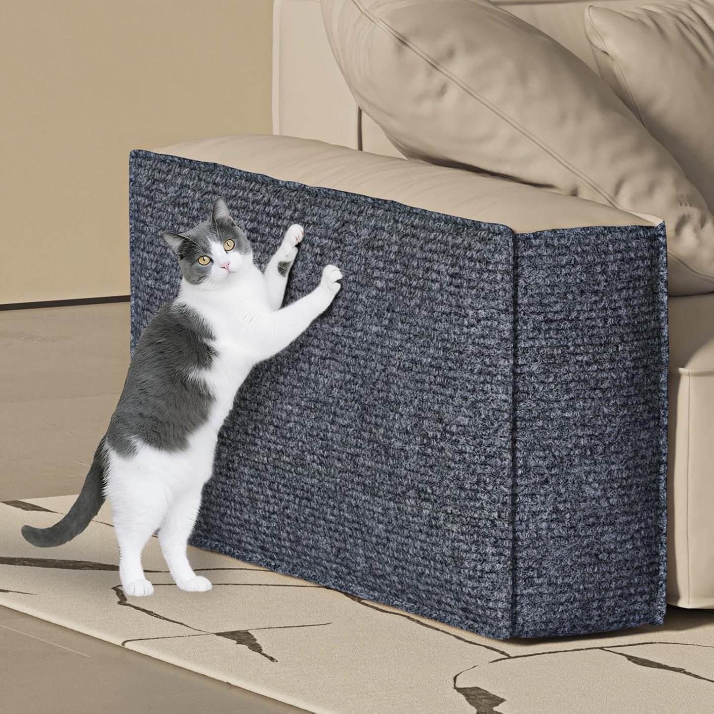 ICOOP Couch Protector from Cat Claws 15.8"×80" Dark Gray Cat Scratching Mat Self-Adhesive Couch Corner Protectors for Cats Trimmable Furniture Protectors from Cats Scratch Pad Scratcher Rug for Wall