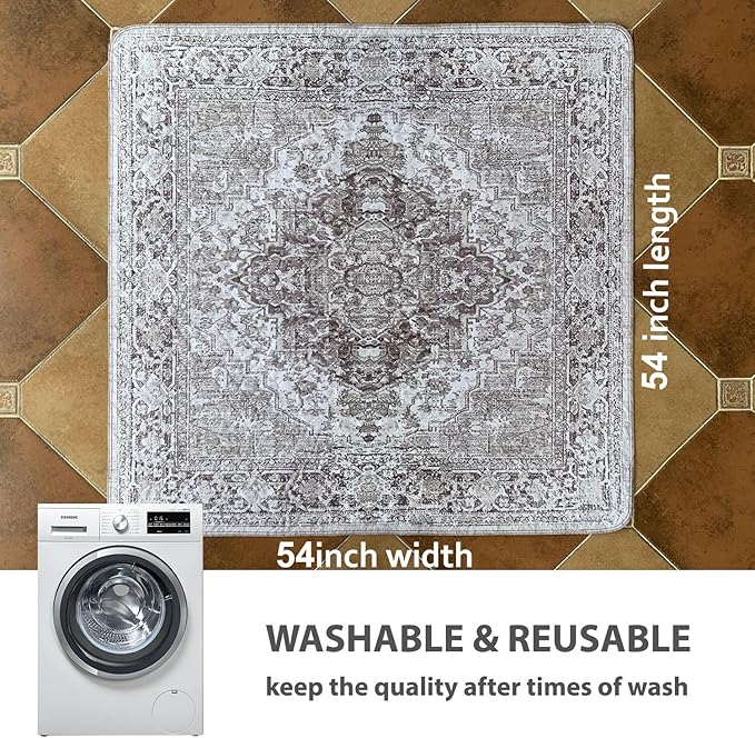 nunubaby Washable Pee Pads for Dogs, Stylish, Non-Slip and Leak-Proof Pee Pads. Reusable Potty Pads for Dogs for Crates and Floors.(Brown/Geo, 54" x54")