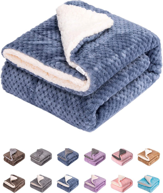 DW Plush Fleece Receiving Blanket for Dog, Cat, and Pet - Warm and Soft, Couch, Sofa, Travel and Outdoor, Camping (24" x 32", Smoked Blue)