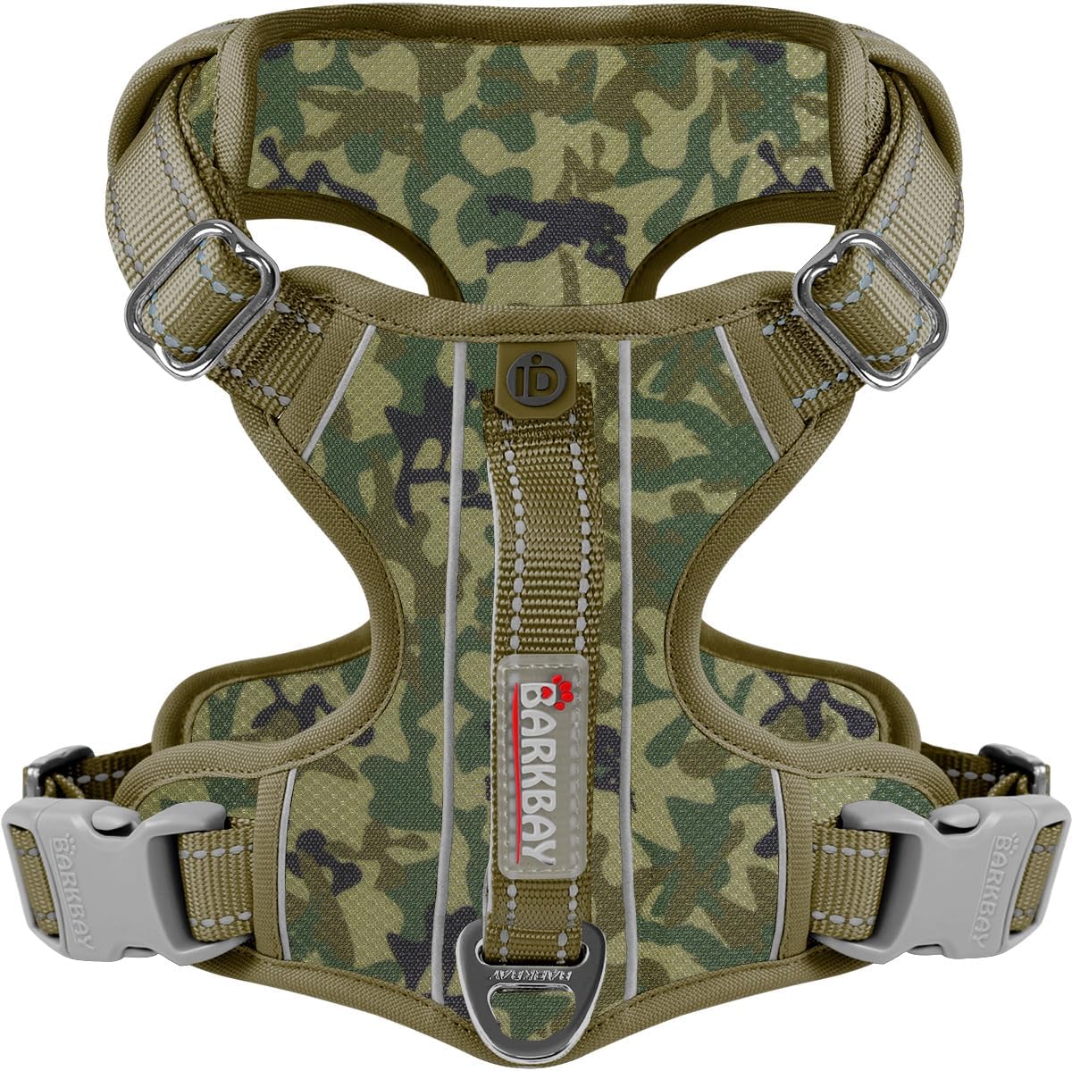 BARKBAY Dog Harness No Pull with ID Tag Pocket - Heavy Duty, Reflective, Easy Control for Large Dogs(Camo,XS)