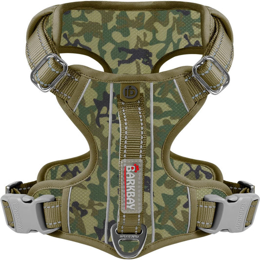 BARKBAY Dog Harness No Pull with ID Tag Pocket - Heavy Duty, Reflective, Easy Control for Large Dogs(Camo,XS)