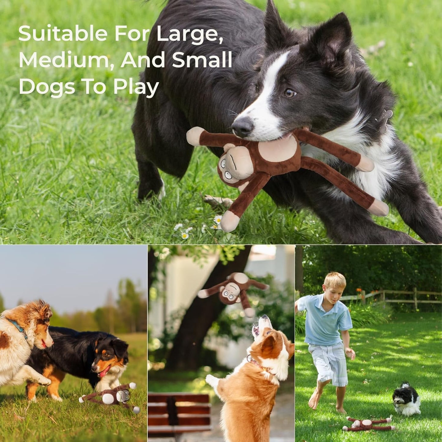 Dog Toy with Crinkle Paper & Squeaker Durable Plush Tug of War Dog Toys Interactive Soft Puppy Toy for Small Medium & Large Dogs to Keep Them Busy