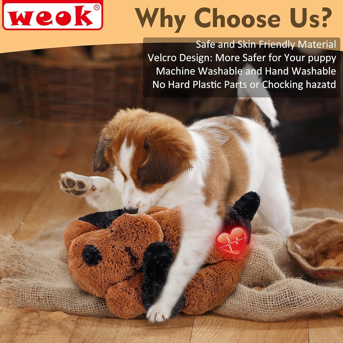 Heartbeat Puppy for Dogs, Helps for Anxiety Relief and Calming, Stuffed Animal Anxiety Calming Behavioral Puppy Heartbeat Toy Sleep aid for Cats Pets（for Small Breeds）