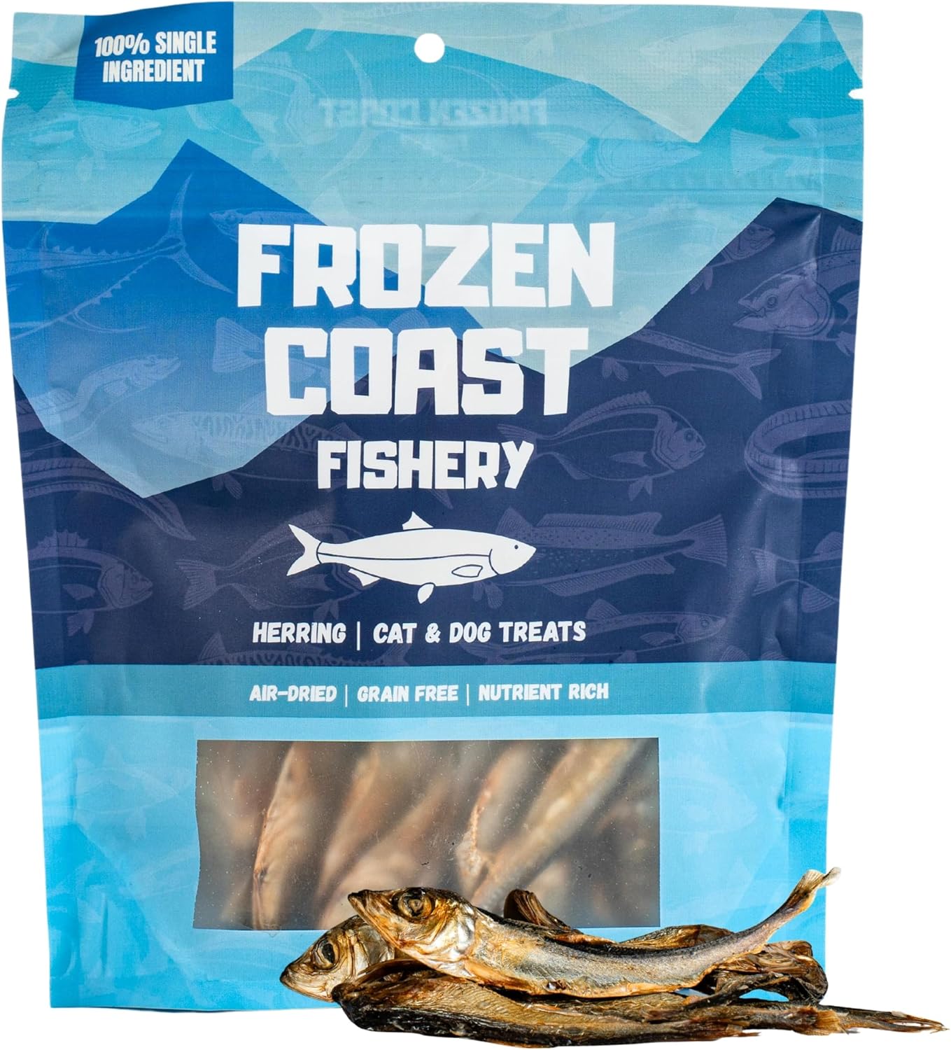 Frozen Coast Herring Cat & Dog Treats, Wild-Caught, All-Natural, High Protein (3 oz Bag)