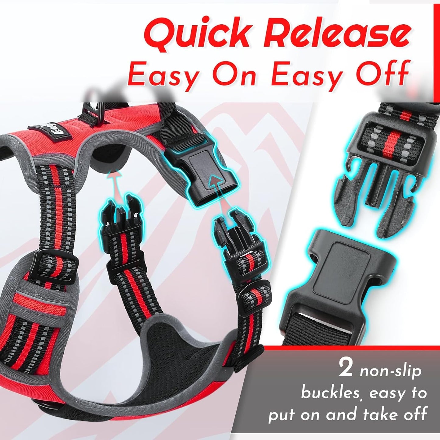 Eagloo Dog Harness for Small Dogs, No Pull Adjustable Service Vest with Control Handle，Red, S