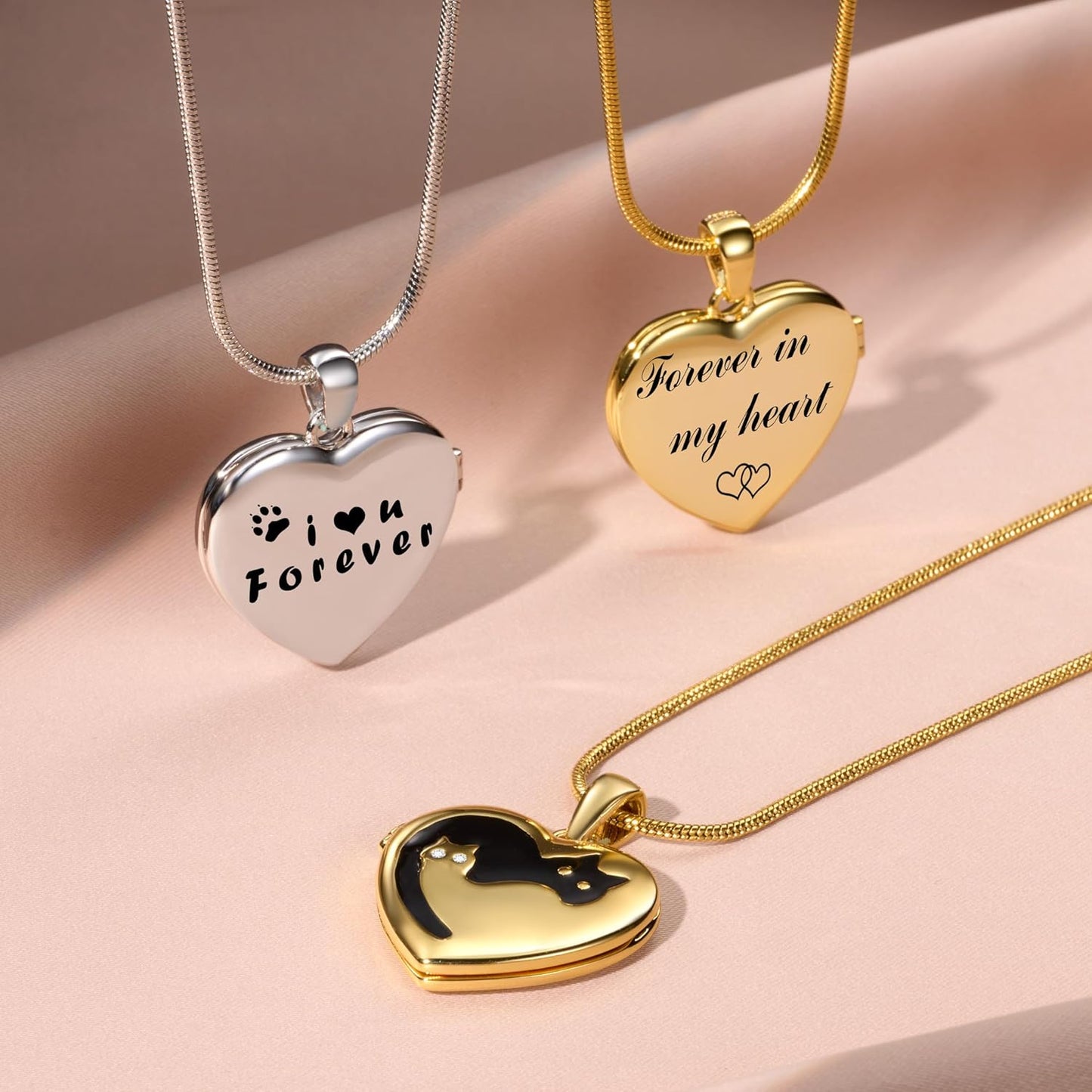 Fanery Sue Personalized Customized Pet Locket Necklace, Heart Lockets Picture Necklaces Dog Memorial Gifts Cat Sympathy for Women Men