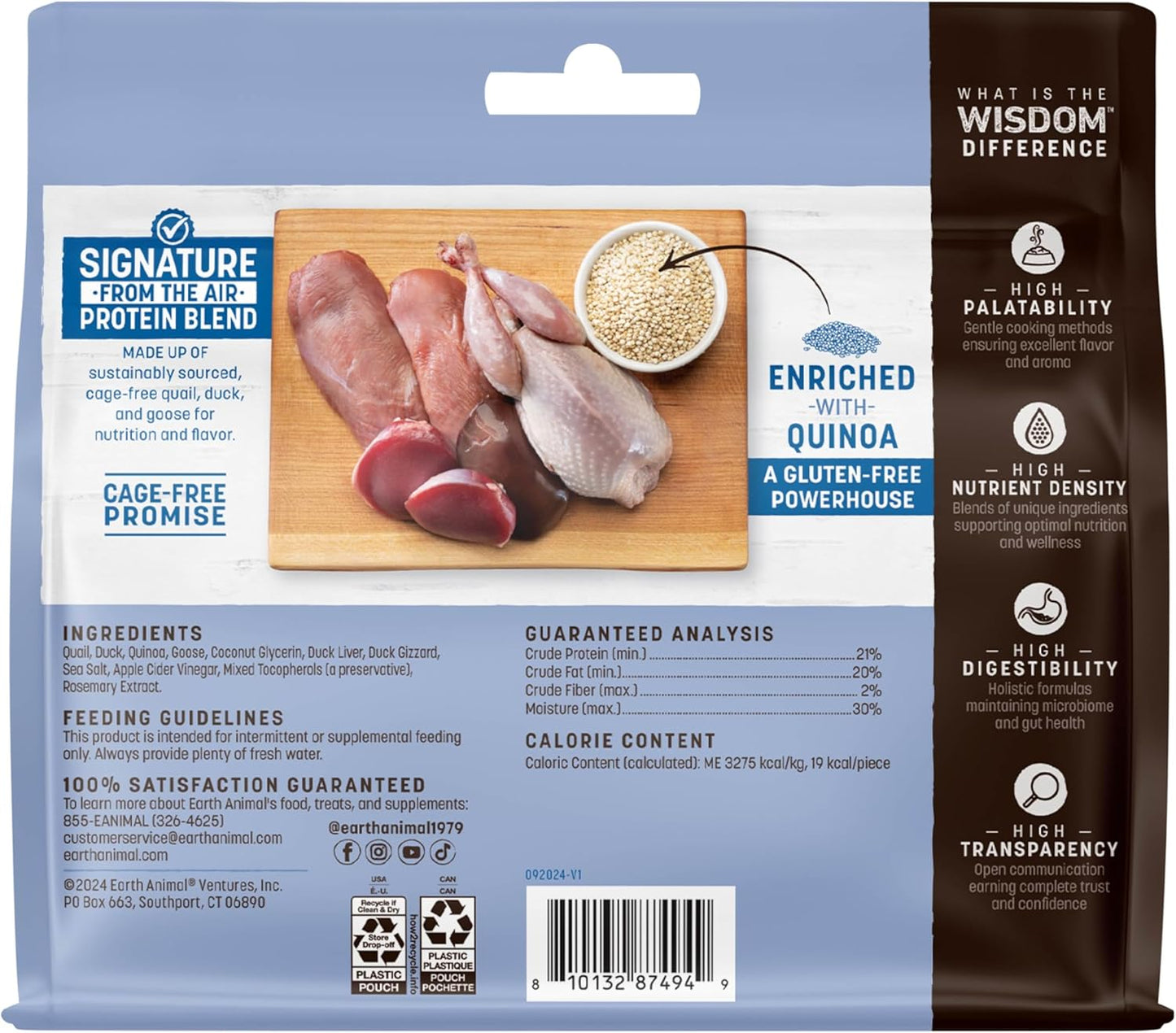 Earth Animal Wisdom Air-Dried from The Air Recipe Premium Natural Jerky Strips Dog Treats, 4 oz. Bag