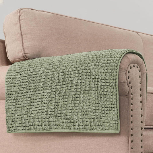 H.VERSAILTEX Plush Chenille Couch Armrest Cover 2 Packs Thick and Soft Sofa Covers Furniture Protector Cover for Pets (27.5" x 27.5", Sage)