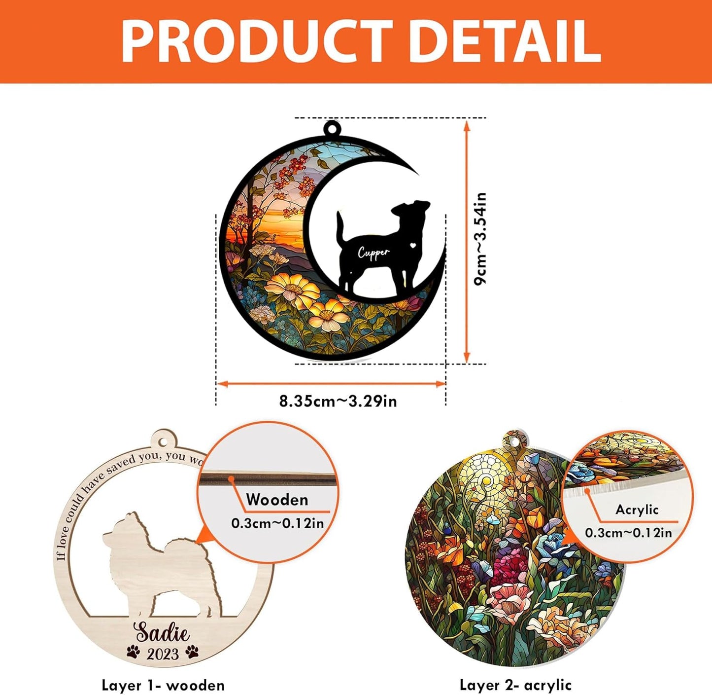 LOVELYPOD Personalized Memorial Gifts for Dogs Ornament Suncatcher, Custom Breeds Memorial for Loss of Dogs, Remembrance in Sympathy of Pet Gifts Lover, Loss of Pet Sympathy