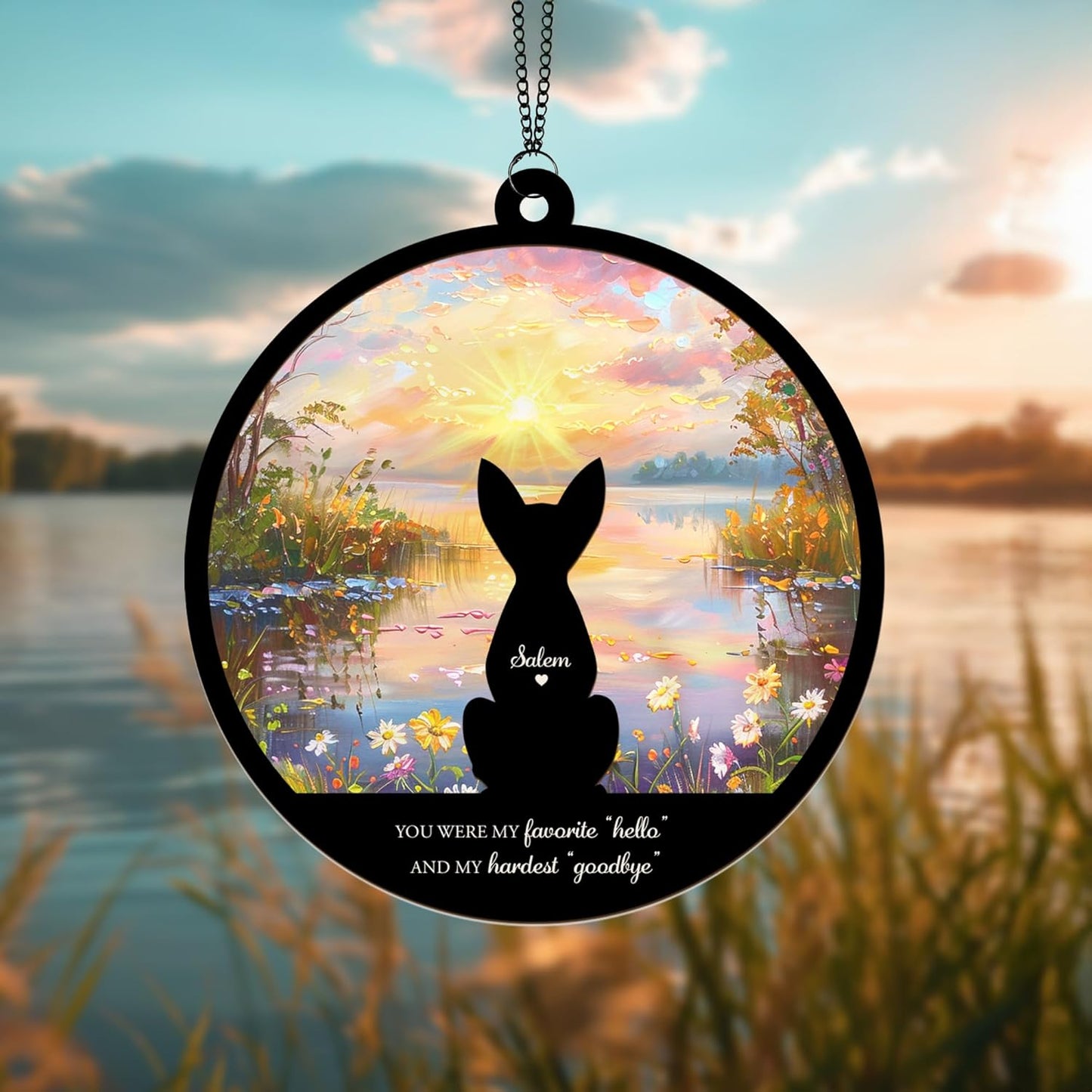 Personalized Cat Memorial Suncatcher – Custom Multiple Cats with Names, Breeds, and Background Options, Cat Loss Sympathy Gift, Pet Remembrance Keepsake, Gift for Cat Lovers
