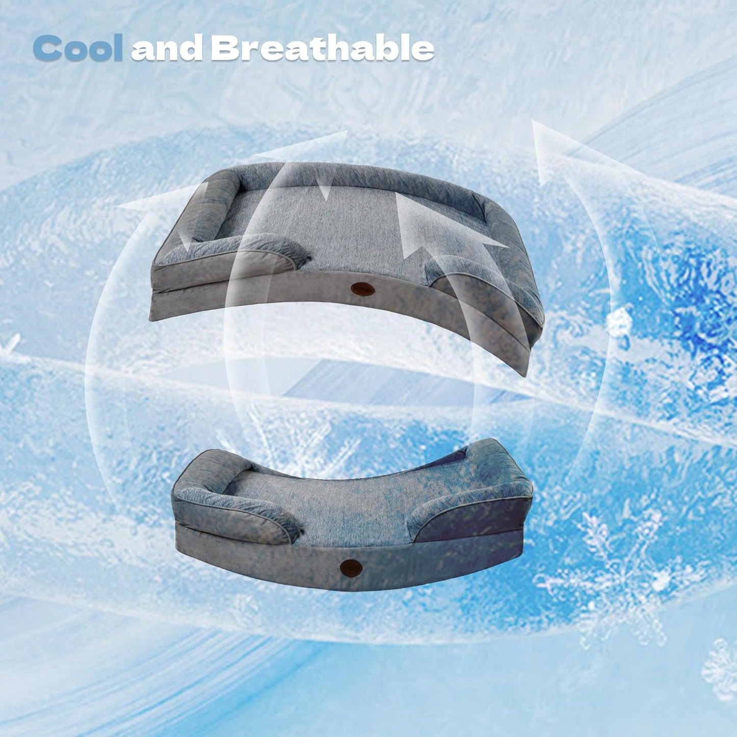 Cooling Pet Bed for Medium Dogs and Cats, Waterproof Orthopedic Dog Sofa Bed, Supportive Foam Pet Couch Bed with Washable Removable Cover, Waterproof Lining and Nonskid Bottom(Medium, Grey)