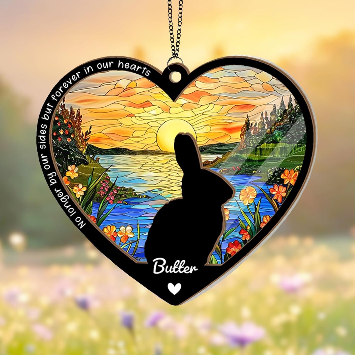 Personalized Bunny Suncatcher – Custom Rabbit Suncatcher with Name for Up to 3 Pets, Sympathy Gift for Rabbit Loss, Memorial Gift for Bunny Lovers, Easter Decor