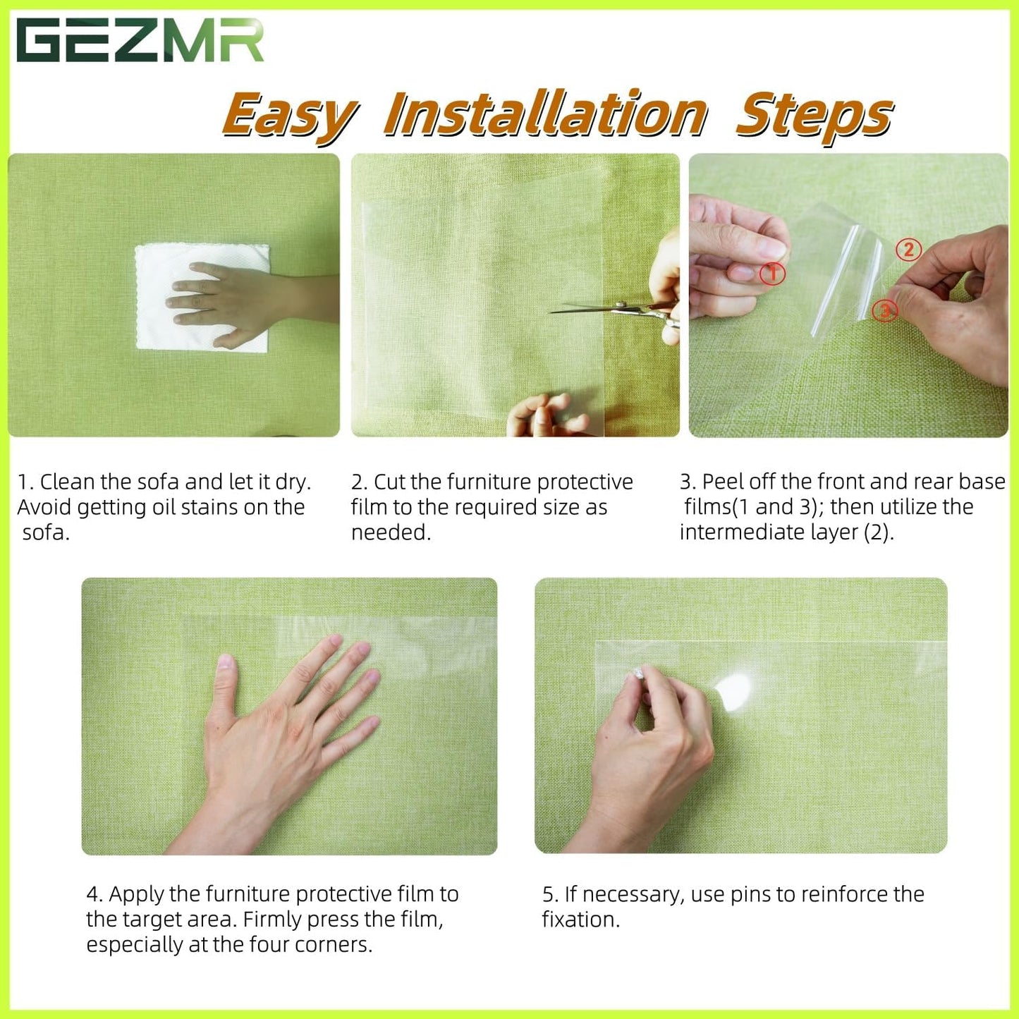 Cat Scratch Furniture Protector-12-Pack, Heavy-Duty, No-Residue, Single-Sided Self-Adhesive Tape, Anti-Scratch Guard Shield for Sofa Corners/Couch+60 Pins