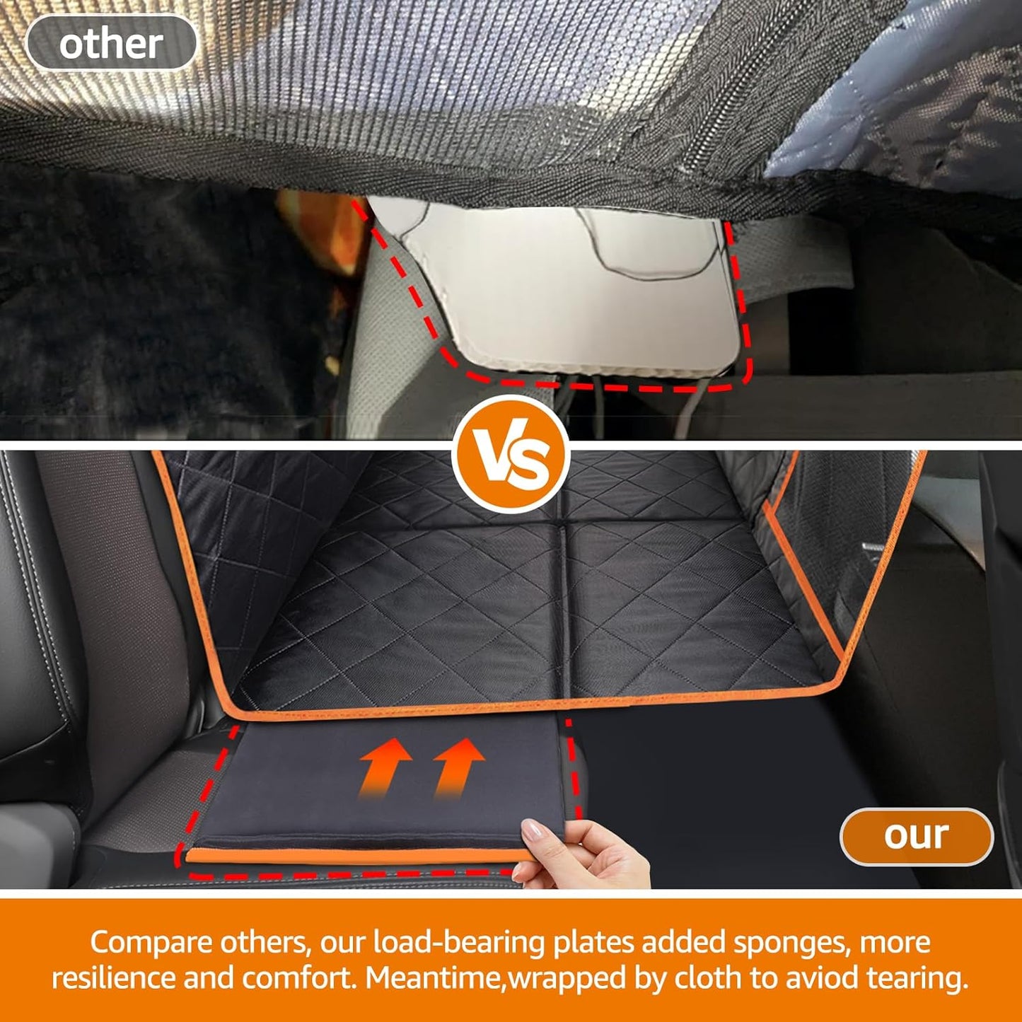 iBuddy Truck Seat Extender for Dog Hard Bottom Seat Cover Split Design Offer Large Space Protects Leather Seat from Scratch, Hair, Waterproof Pickup Truck Seat Cover for Silverado/GMC/Ram/F150 F250