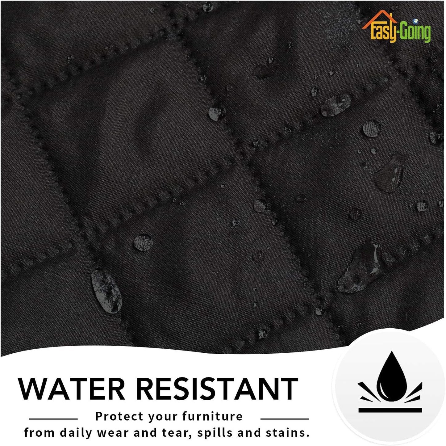 Easy-Going Oversized Recliner Cover Reversible Couch Cover Sofa Cover for Living Room Water Resistant Furniture Protector with Elastic Straps for Pets Dog (Oversized Recliner, Black/Beige)