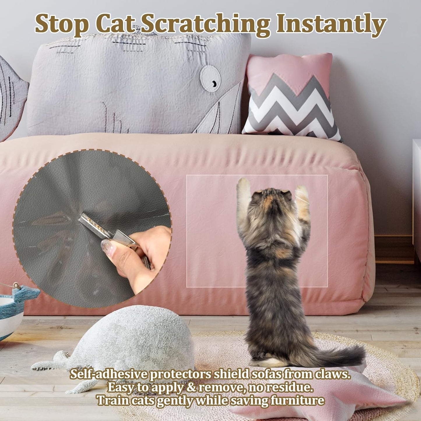 Cat Scratch Furniture Protector, Easy to Remove Couch Scratch Guard,Couch Protector from Cat Claws,Furniture Protection Pads and Cats Training Tape(20-Pack)