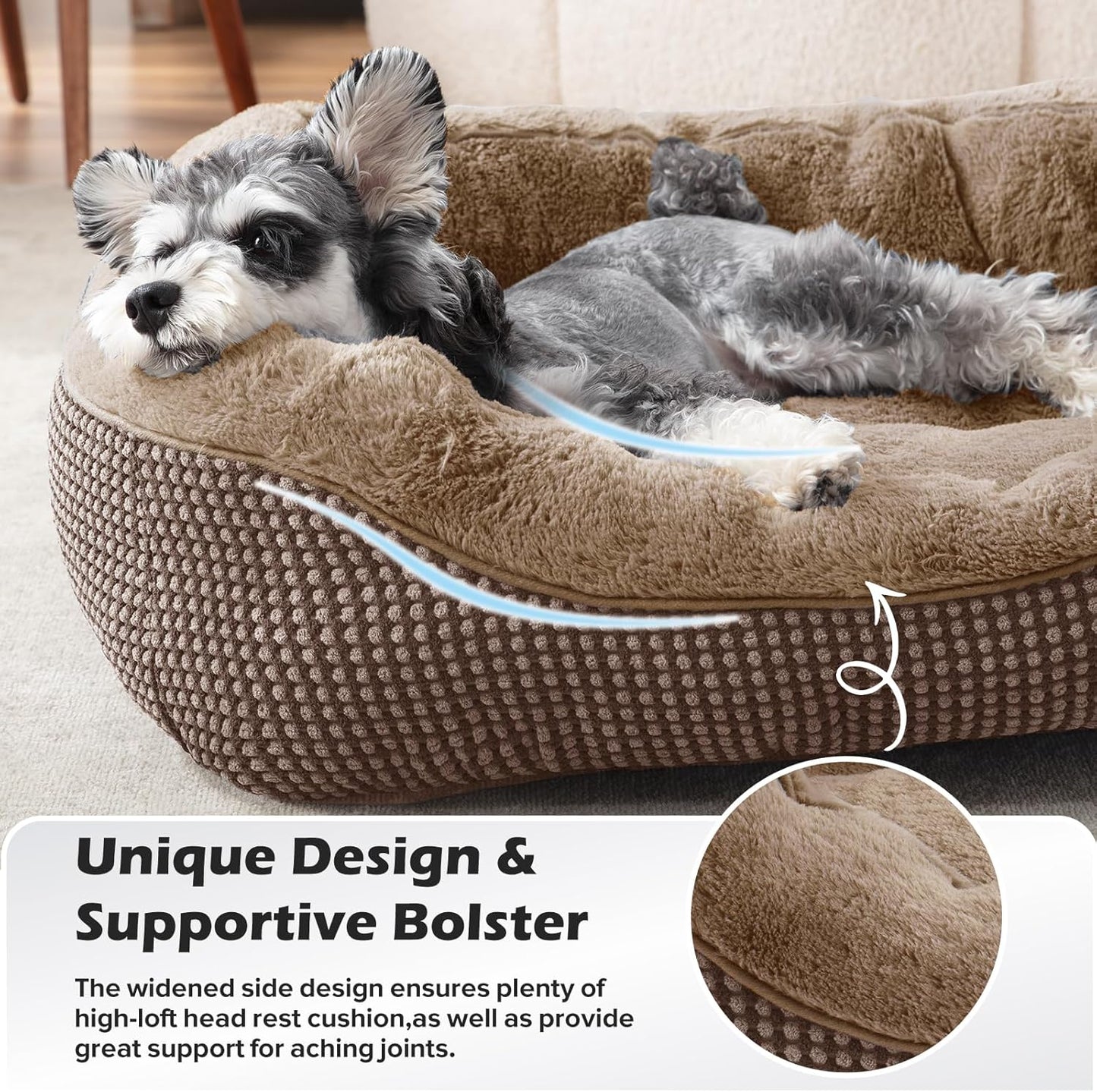 INVENHO Dog Bed Medium Size, Orthopedic Warming Soft Calming Sleeping Durable with Anti-Slip Bottom