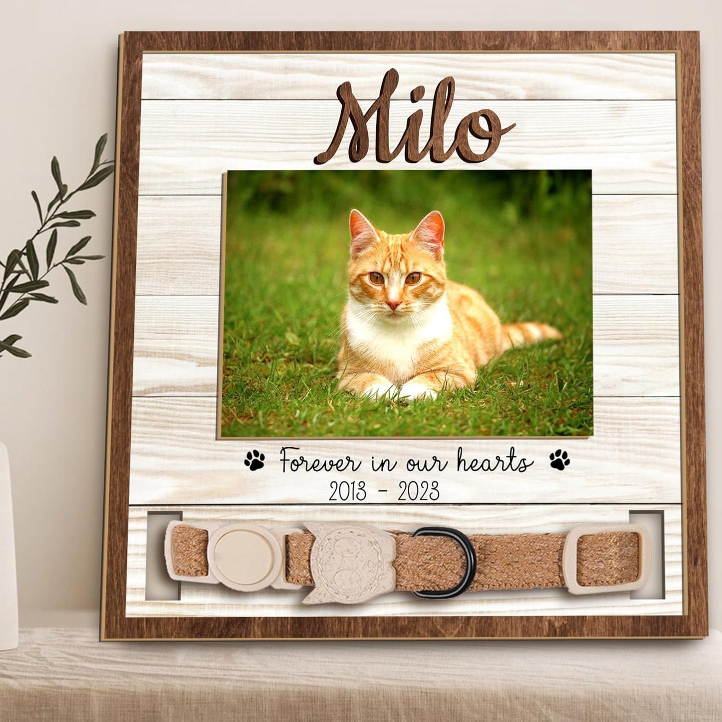 Personalized Pet Memorial Frame with Collar Holder – Cat or Dog Loss Gift, Custom Pet Photo Remembrance, Sympathy Gift for Pet Lovers