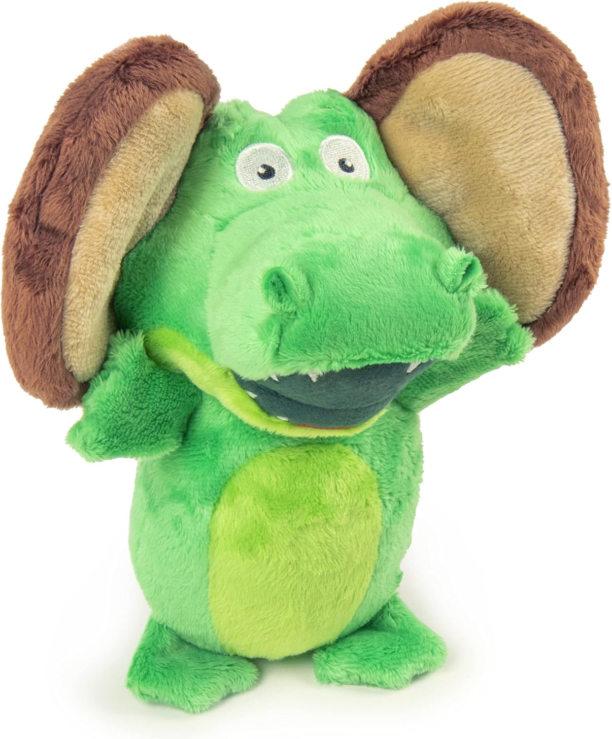 goDog Flips Gator-Monkey Silent Squeak Plush Dog Toy, Chew Guard Technology - Green, Large
