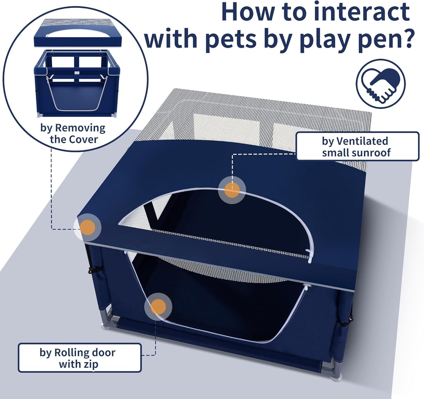 Dog Kitten Playpen with Play Pen Cover for Cat Indoor, 42x42 x25.5 Puppy Playpen for Small Pet with See-Through Topper Proof Enclosed Door Dog Pen, Sturdy Warm Protable Play Pen for Cat