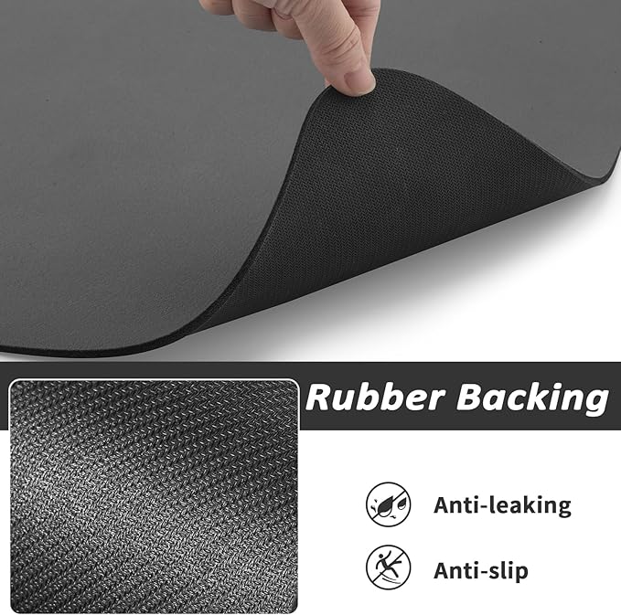 Pet Feeding Mat - Absorbent Dog Mat for Food and Water, No Stains Cat Bowl Mat, Easy to Clean Pet Placemats, Quick Dry Dog Water Dispenser Mat for Messy Drinkers | Dark Grey 24"x 36"