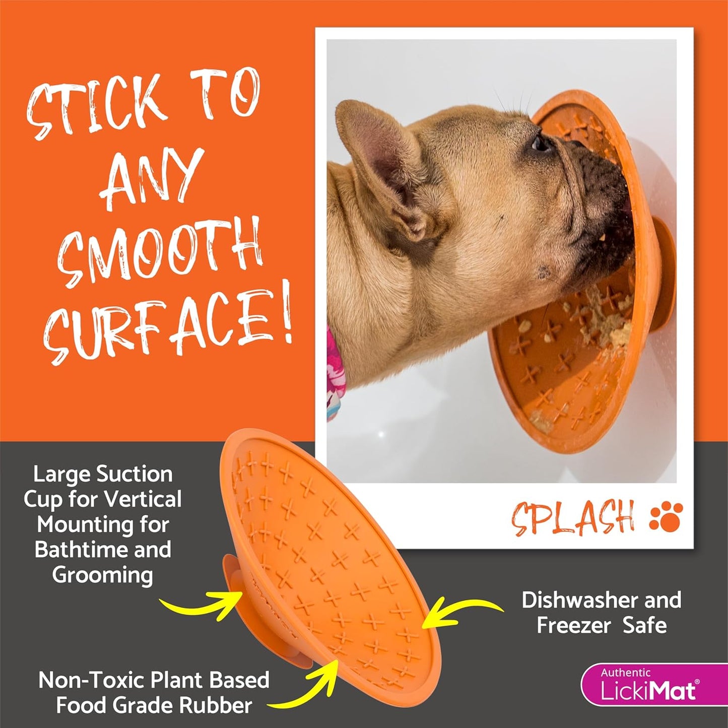LickiMat Splash, Dog Slow Feeder Bowl Lick Mat, Boredom Anxiety Reducer, Sticks to Smooth Surface; Perfect for Food, Treats, Yogurt, or Peanut Butter. Fun Alternative to a Slow Feed Dog Bowl, Green