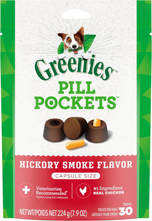 Greenies Pill Pockets for Dogs Large Size, Soft Dog Treats, Hickory Smoke Flavor, 7.9 oz. Pouch (30 Treats)