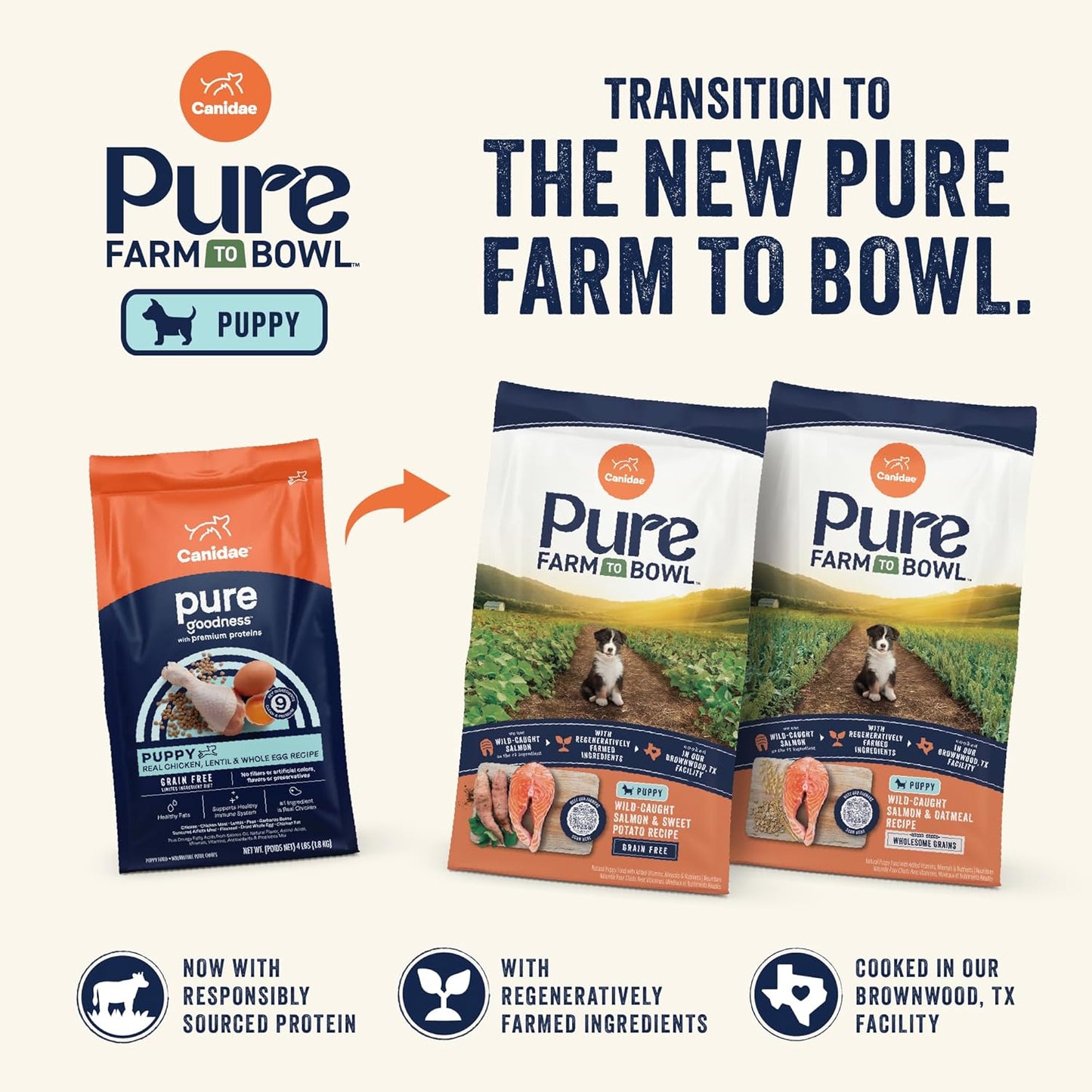 Canidae Pure Limited Ingredient Premium Puppy Dry Dog Food, Real Chicken, Lentil & Whole Egg Recipe, 12 lbs, Grain Free