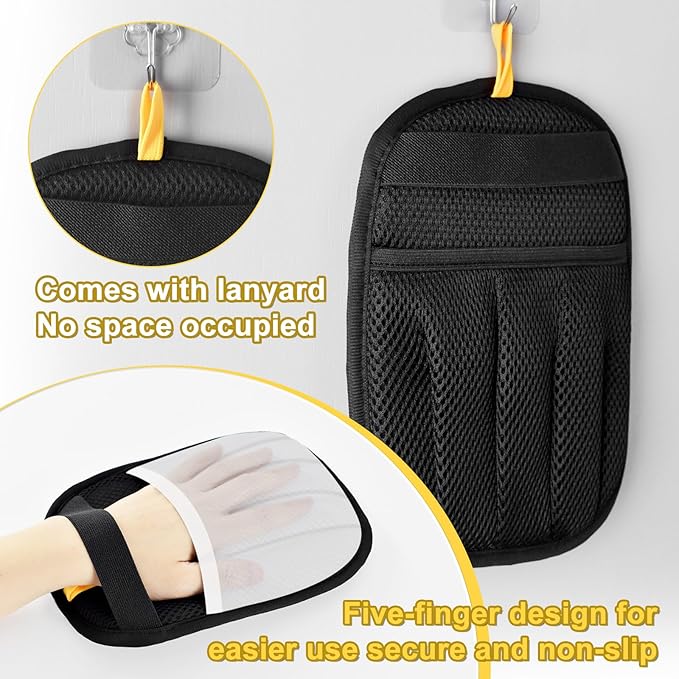 2025 Upgraded Five-Finger Pet Hair Remover Electrostatic Gloves, Pet Hair Removal Glove for Dog Cat Grooming, Durable Dogs Cats Hair Removal Tool for Furniture Car Couch Carpet Clothes, 2 PCS