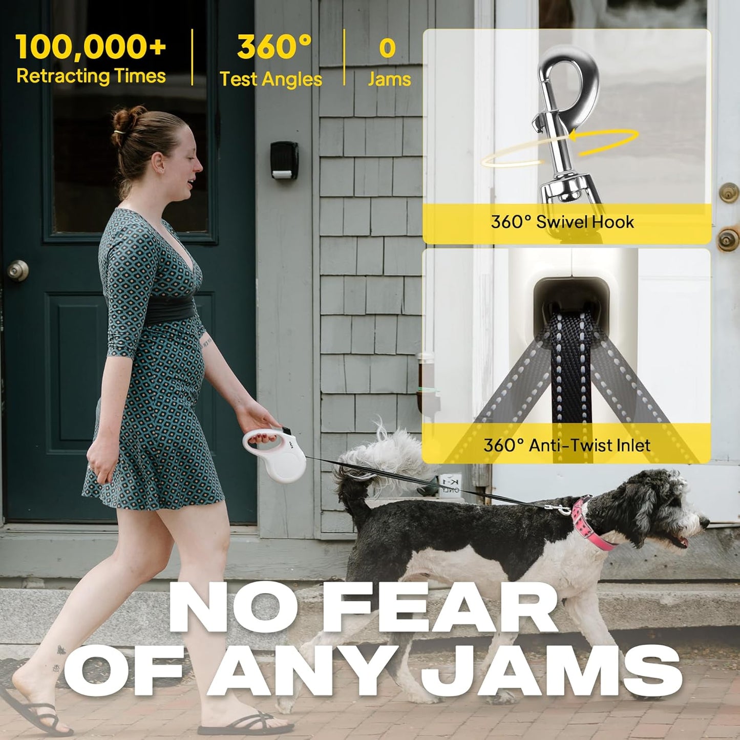 Fida Retractable Dog Leash X-Small Breed, 10 ft Durable Pet Walking Leash for Extra Small Dogs/Cats/Small Animals up to 18 lbs, 360° Tangle Free, White