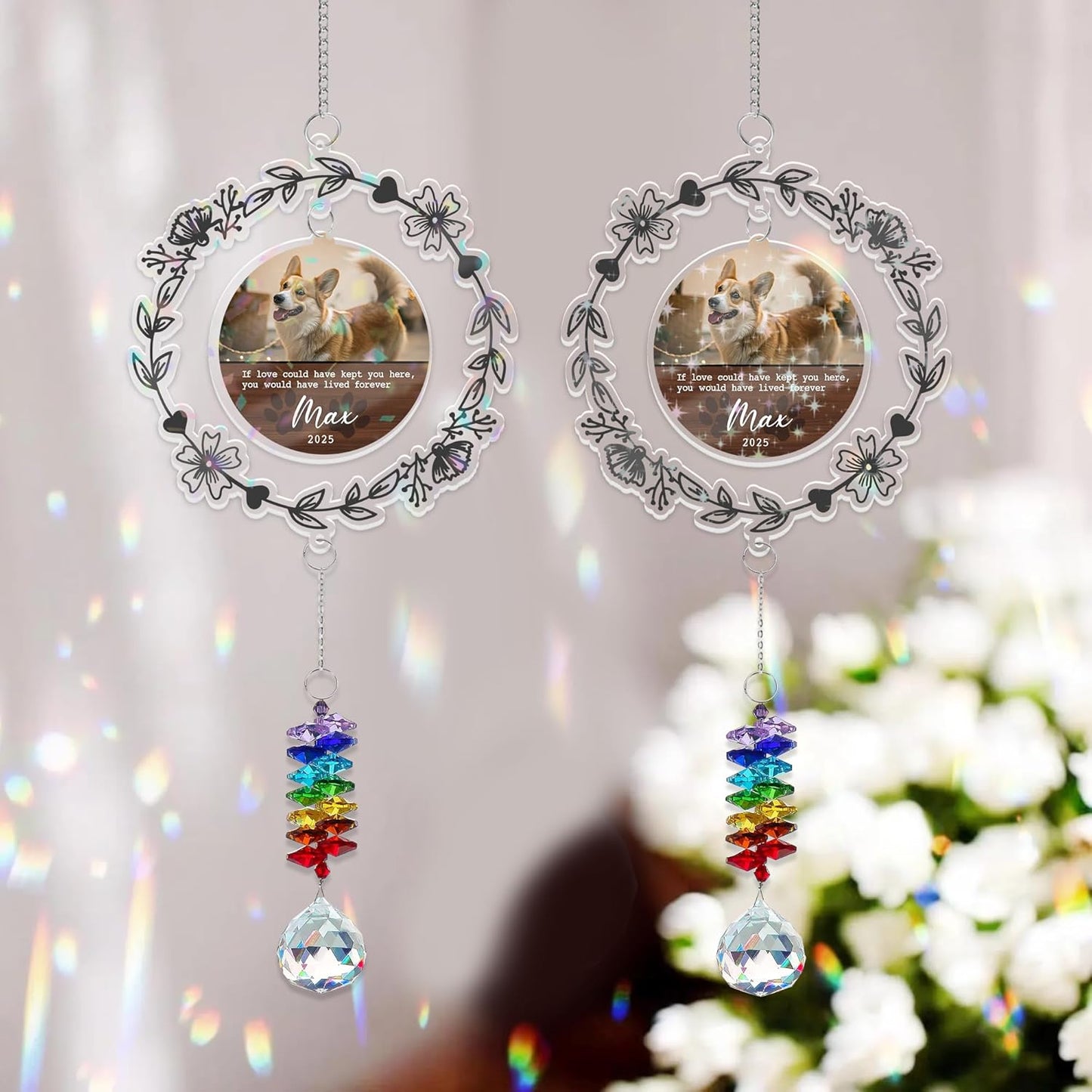 Personalized Dog Memorial Ornament Custom Pet Photo Suncatcher - Christmas, Birthday, Anniversary, New Year Gift for Dog Owner from Family - Loss of Pet Keepsake with Quote 2025