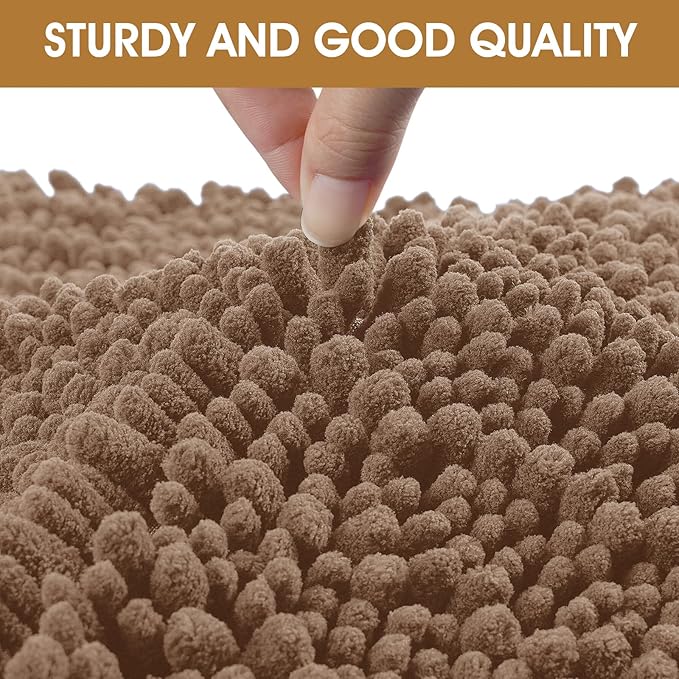 Extra Large Dog Door Mats for Muddy Paws, Chenille Absorbent Dog Mats, Non Slip Heavy Mud Mat for Dogs, Soft Pet Mat for Entryway, Mud Paws, Inside Floor,71" x 25", Camel