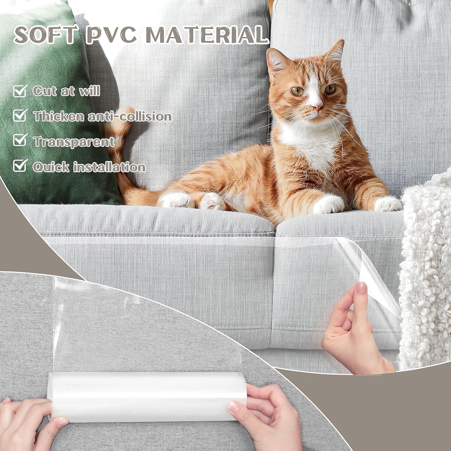 Anti Cat Scratch Furniture Protector, Cat Couch Protector, Anti Scratch Furniture Protector, Protector Pads for Furniture for Couch,Doors&Wall(7.87"X 98.5")